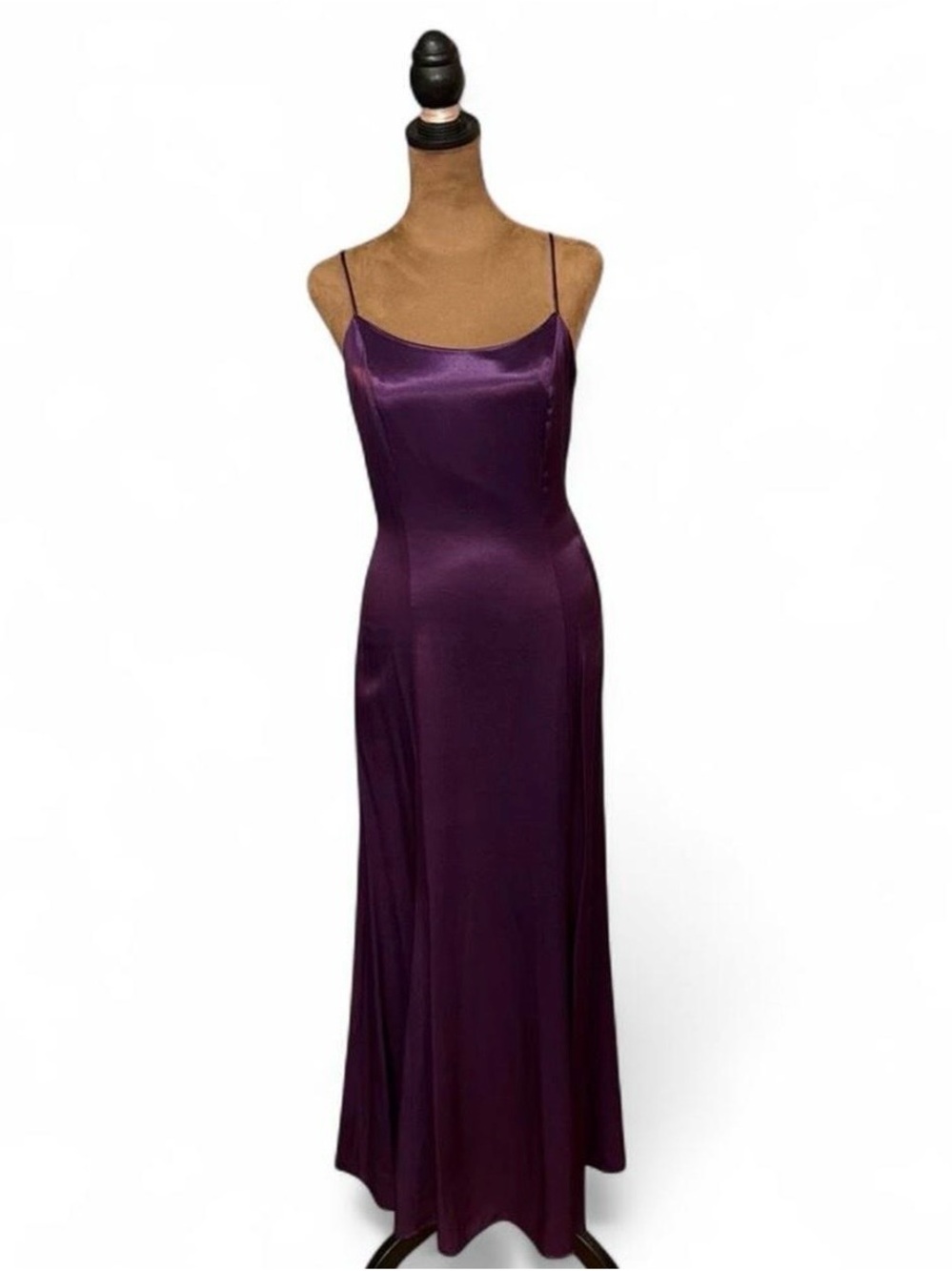 Satin Spaghetti-Strap Slip Gown in Deep Purple 7/8 Steppin Out True Vintage